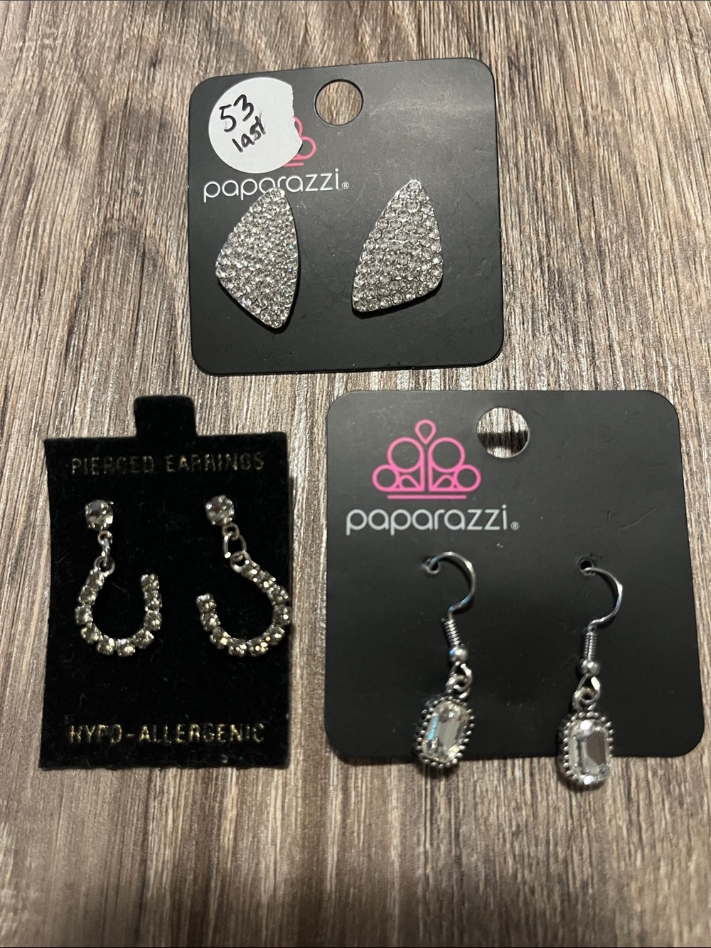 Paparazzi Silver Clear Crystal Earring Trio